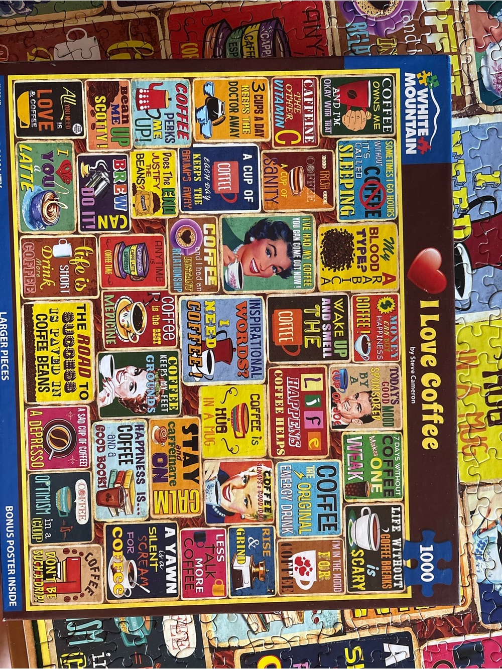White Mountain I Love Coffee Puzzle - Colorful Retro Coffee Signs
